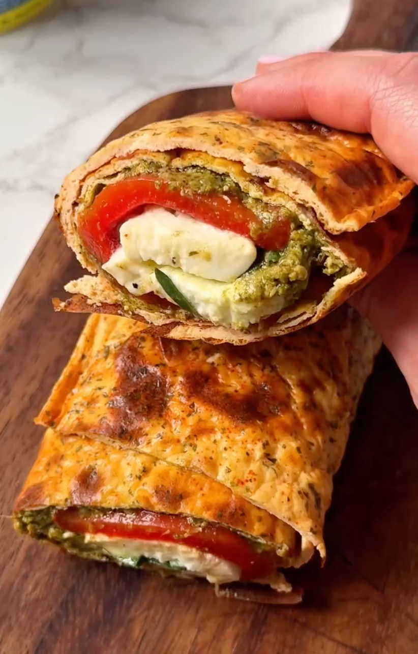 High-Protein Cottage Cheese Pesto Wrap