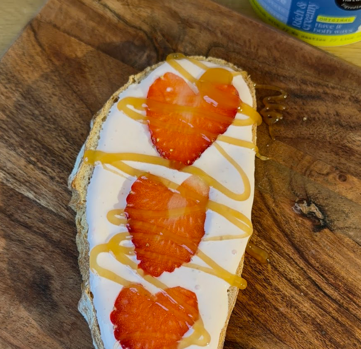 Strawberries & Cream Cottage Cheese Toast