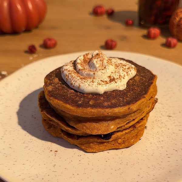 High-protein pumpkin pancakes