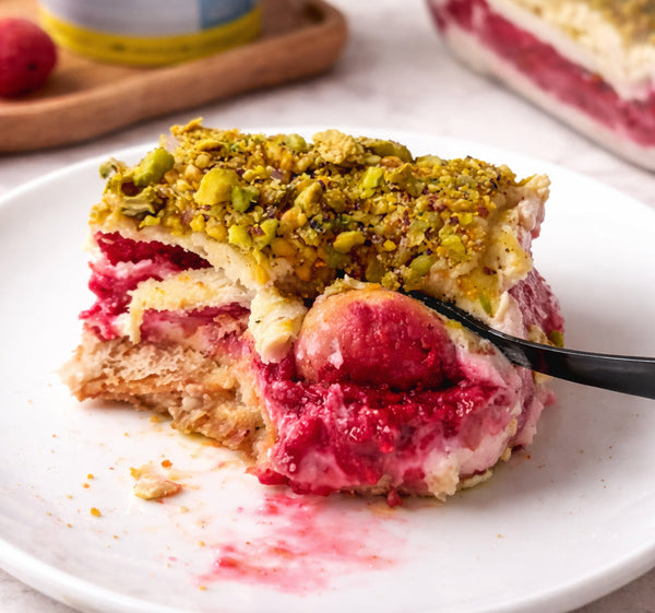 Pistachio & Raspberry Cottage Cheese Tiramisu